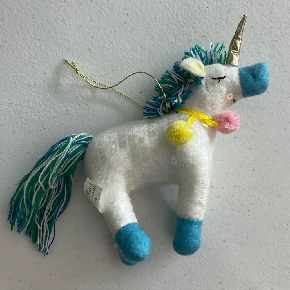 Target Sequin Plush Unicorn 🦄 Christmas Ornament Holiday Decor Blue White